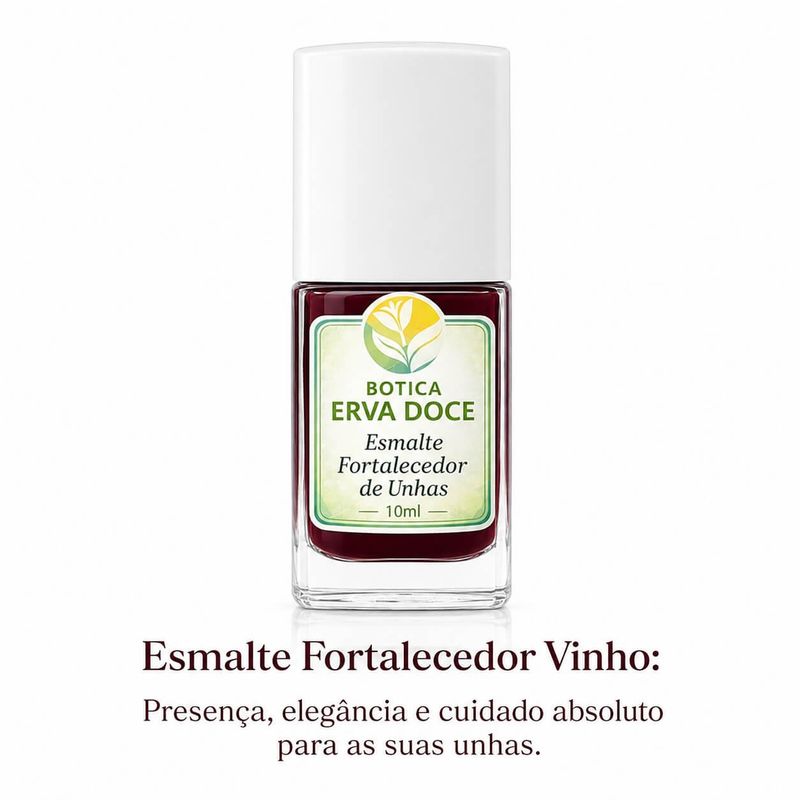 Esmalte Fortalecedor Cor Vinho – Cuidado para Unhas Fracas  10ml