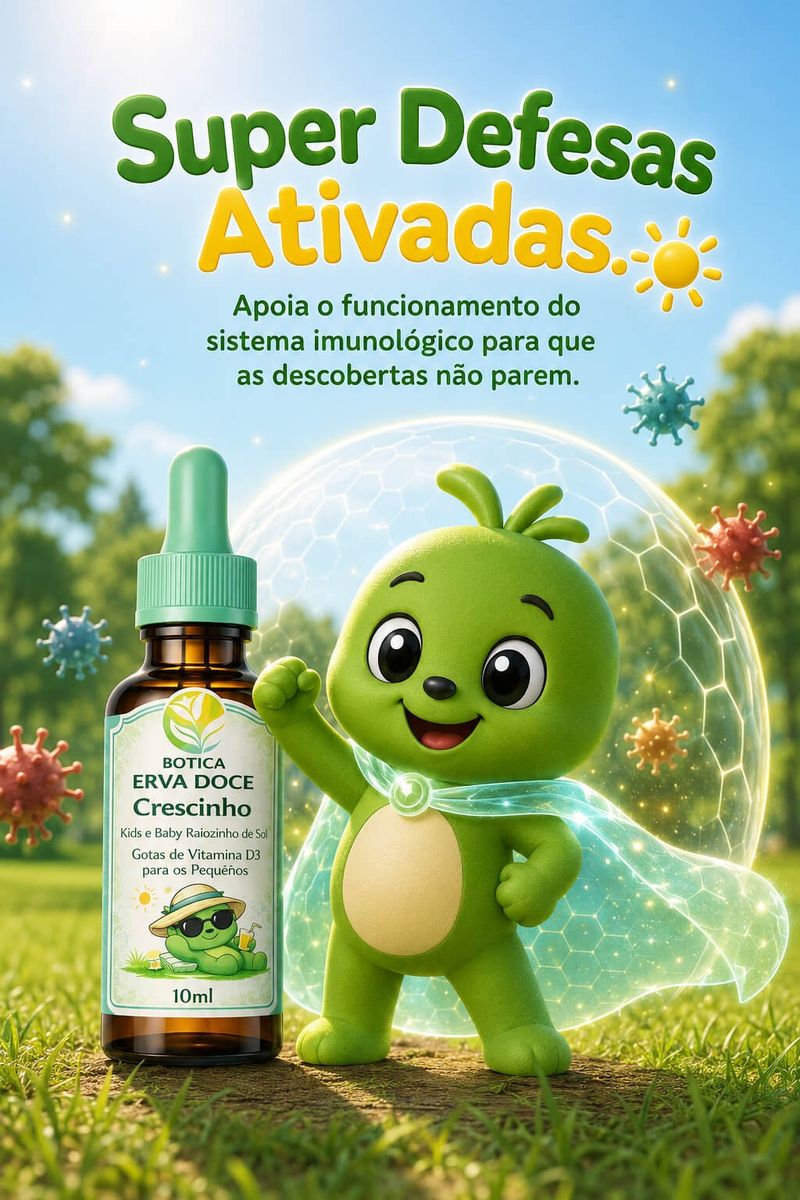 Gotas de Vitamina D3 Raiozinho 10mL Crescinho Kids e Baby