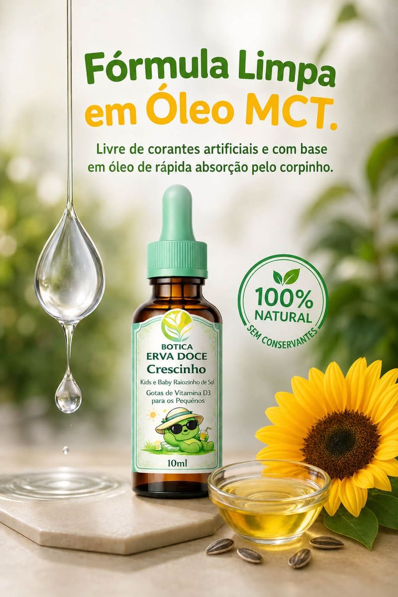 Gotas de Vitamina D3 Raiozinho 10mL Crescinho Kids e Baby