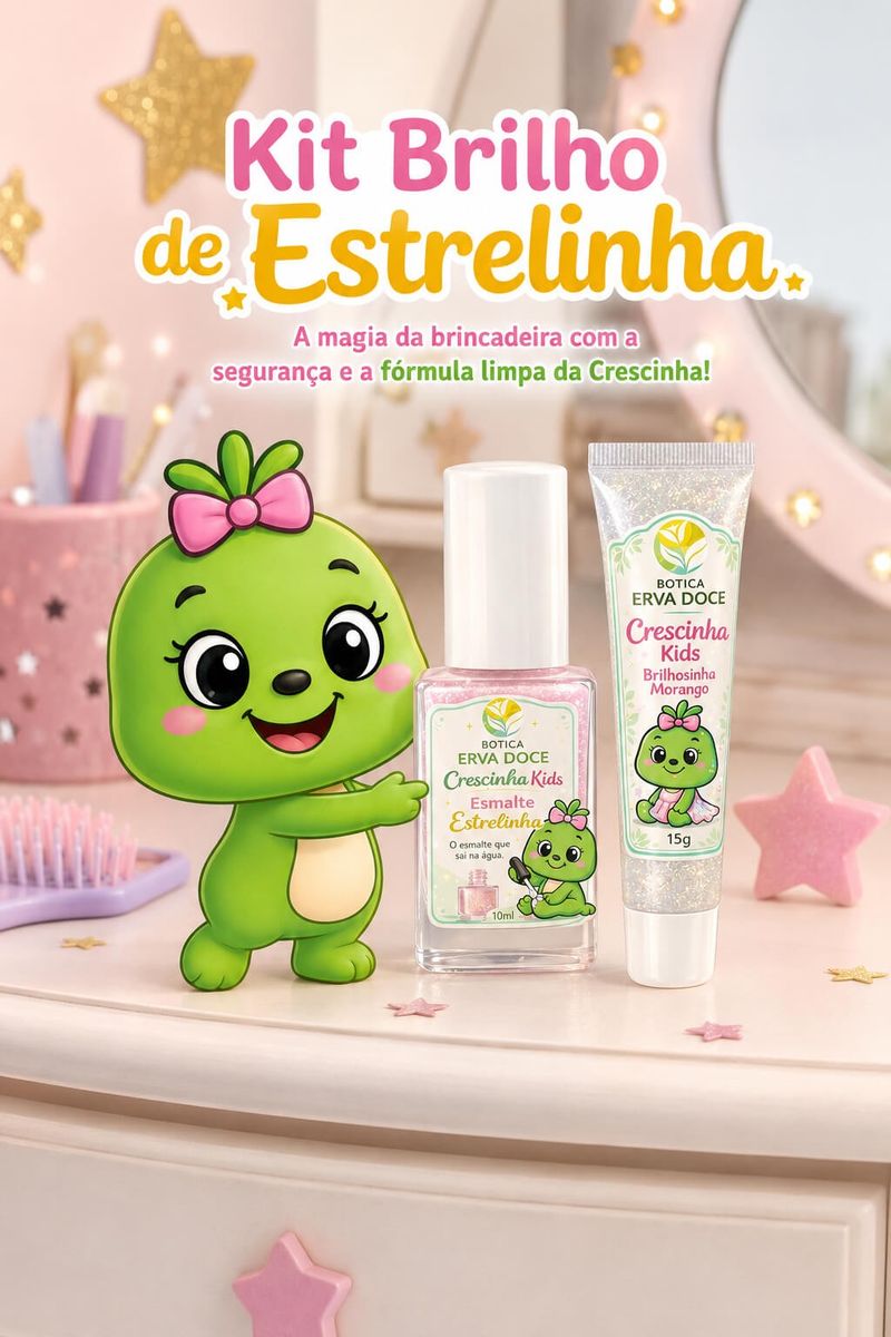 Kit Gloss Brilhosinha e Esmalte Brilho de Estrelinha Kids