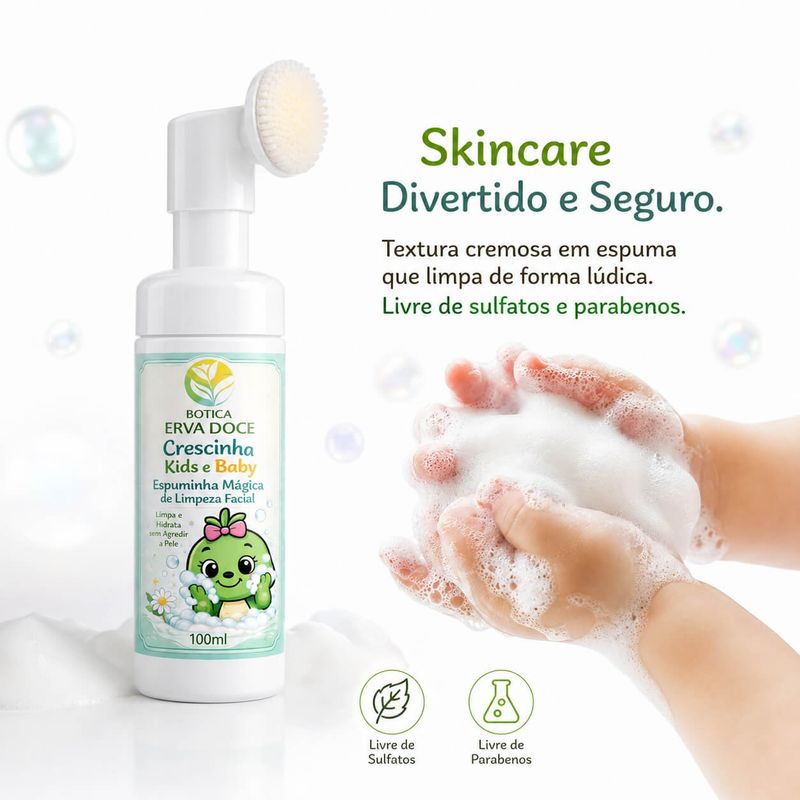 Crescinha Kids Espuminha Mágica de Limpeza Facial 100mL
