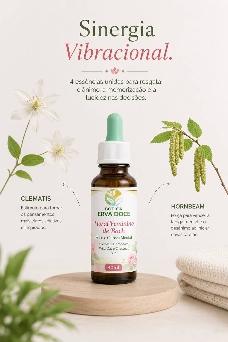 Floral Feminino de Bach Foco e Clareza Mental 30ml