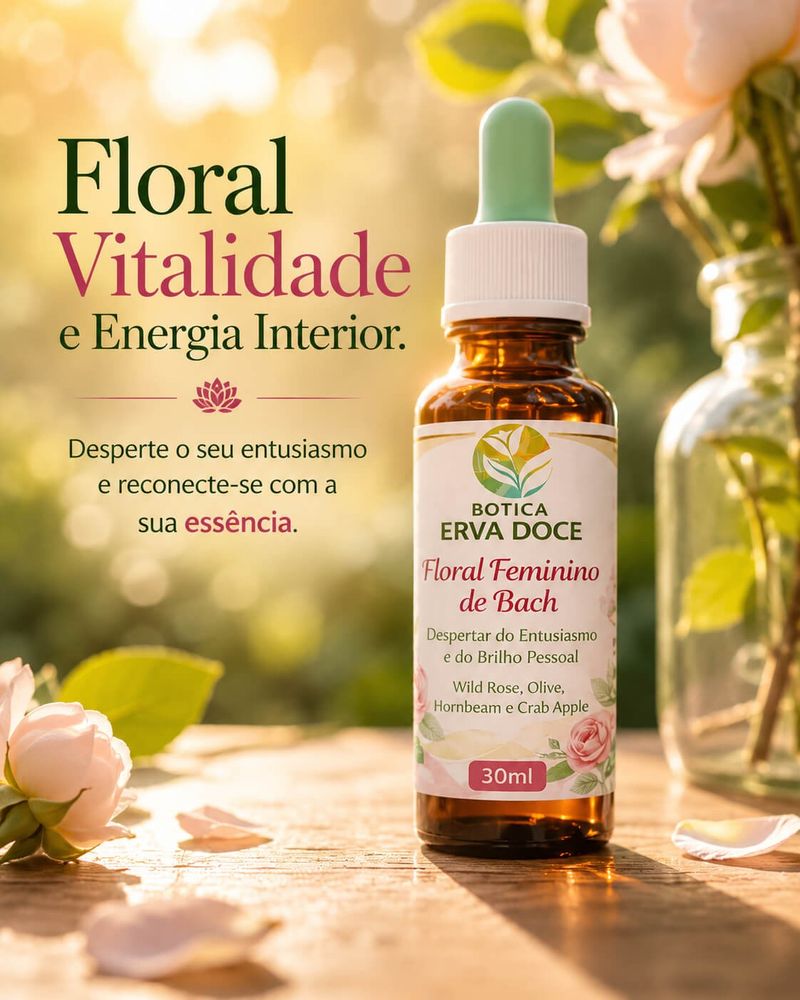 Floral Feminino de Bach Vitalidade e Energia Interior 30ml