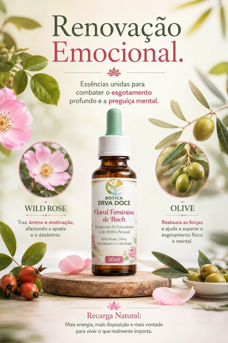 Floral Feminino de Bach Vitalidade e Energia Interior 30ml