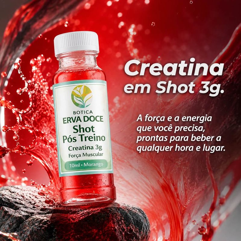 Shot de Creatina 3g Morango 30 und: Mais Força e Energia