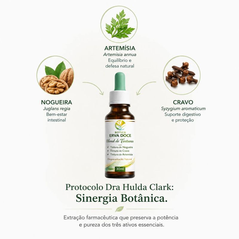 Blend de Tinturas Hulda Clark: Inicie sua Desparasitação Natural (30ml)