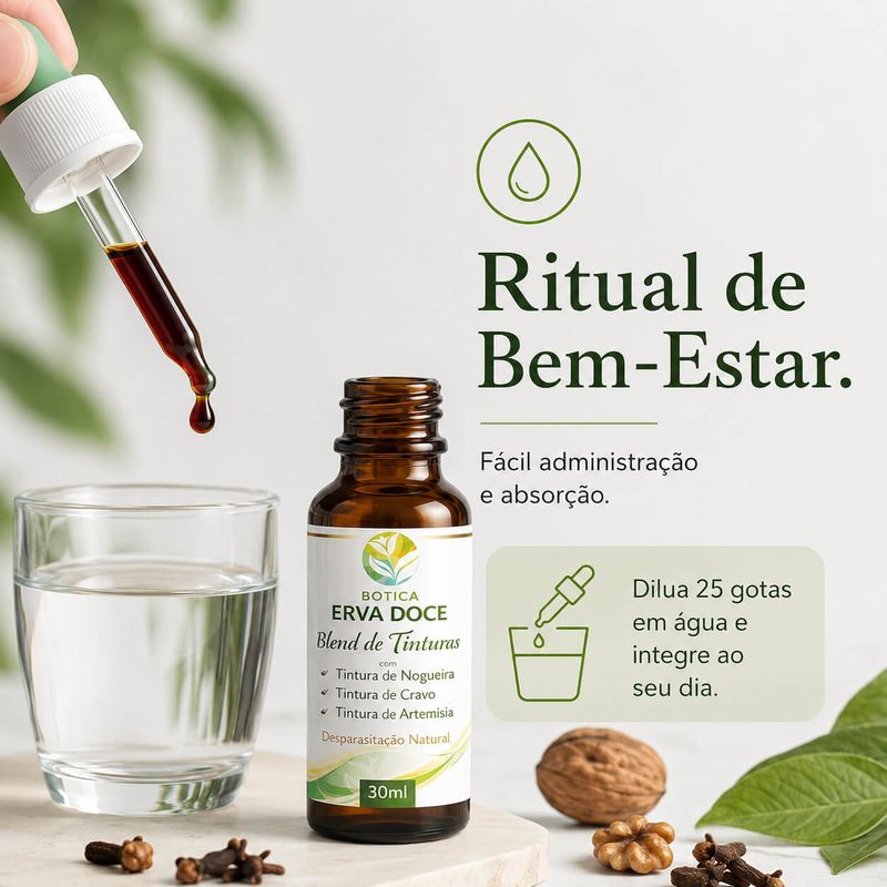 Blend de Tinturas Hulda Clark: Inicie sua Desparasitação Natural (30ml)