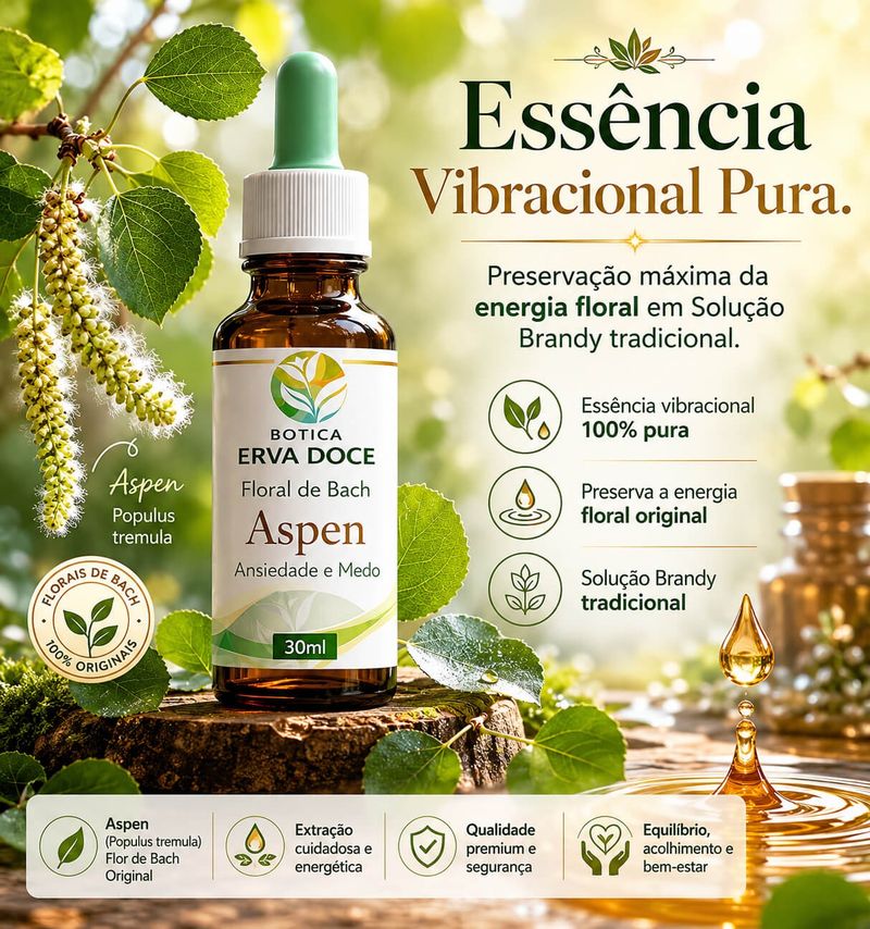 Floral de Bach Aspen Ansiedade e Medo 30ml