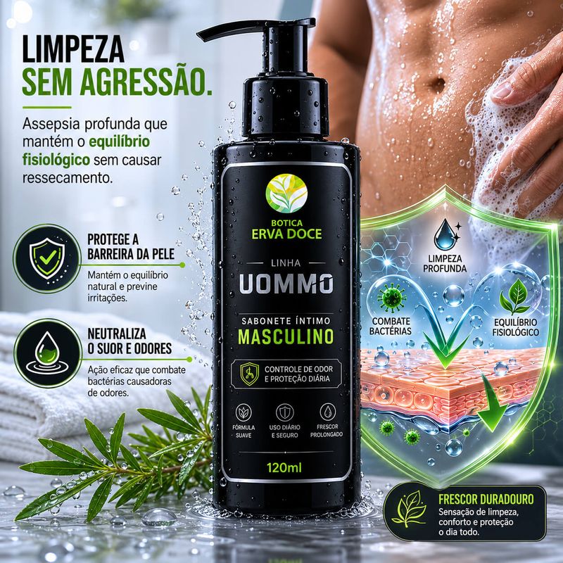 Sabonete Íntimo Masculino 120ml  –  Linha Uommo 