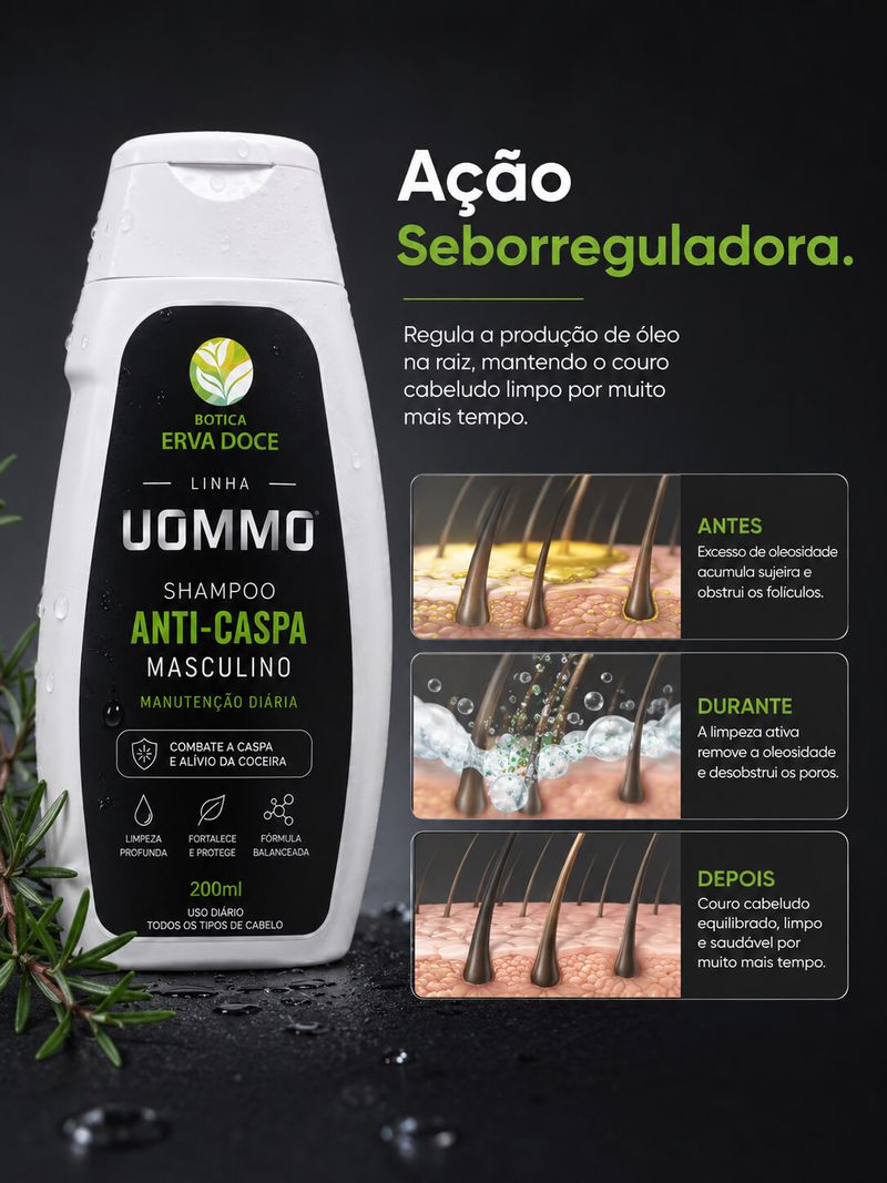 Shampoo Anticaspa Masculino 200ml  – Manutenção Diária