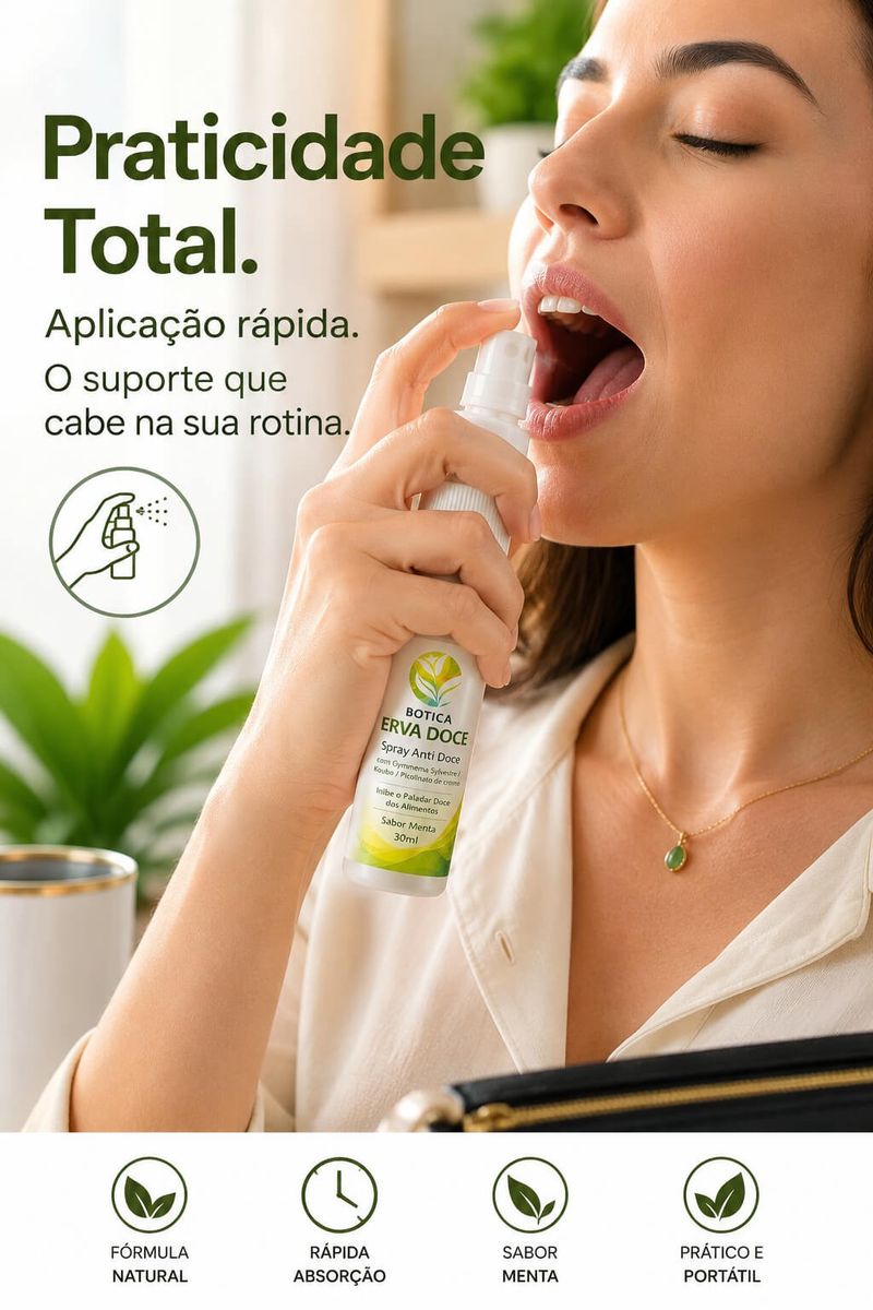 Spray Natural Redutor de Apetite por Doces 30ml Morango