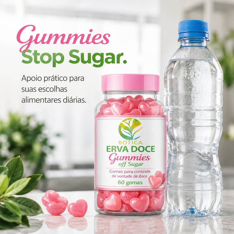 Gummies Stop Sugar Controle da Vontade de Doces 60 gomas