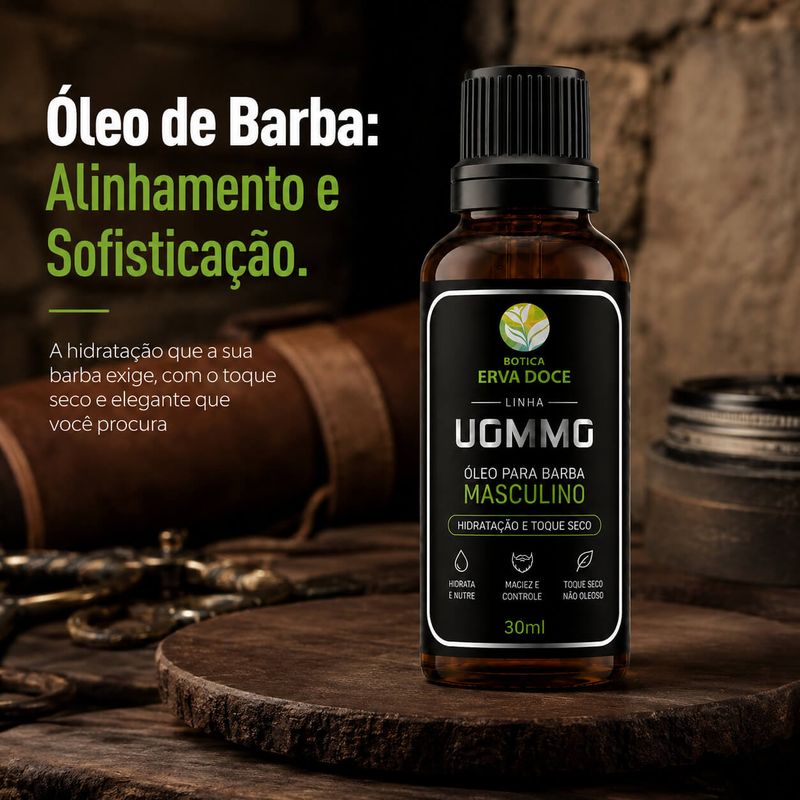 Óleo para Barba Masculino UOMMO 30ml  – Hidratação e Toque Seco