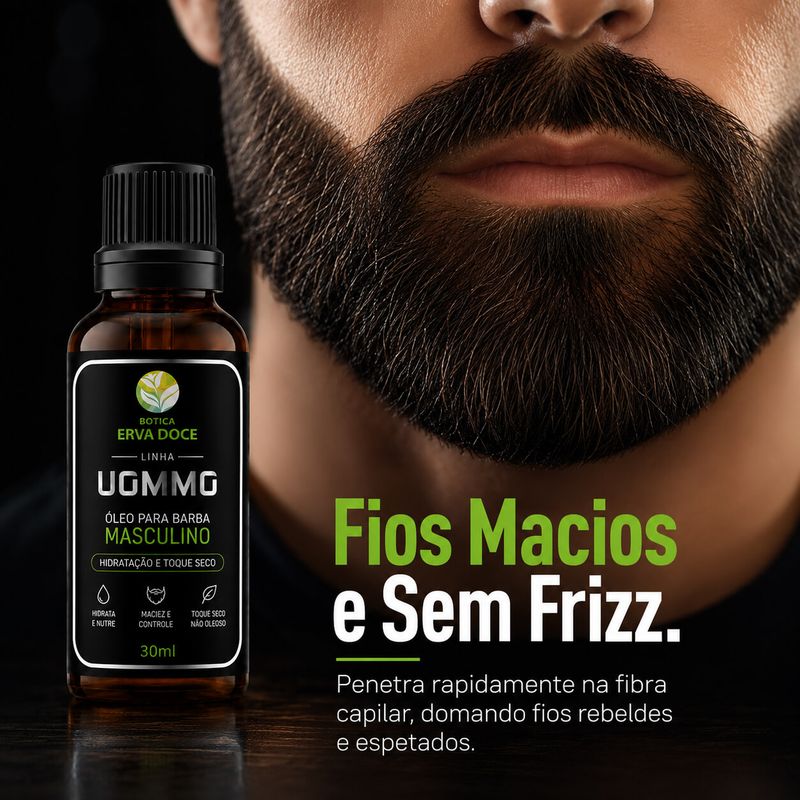 Óleo para Barba Masculino UOMMO 30ml  – Hidratação e Toque Seco