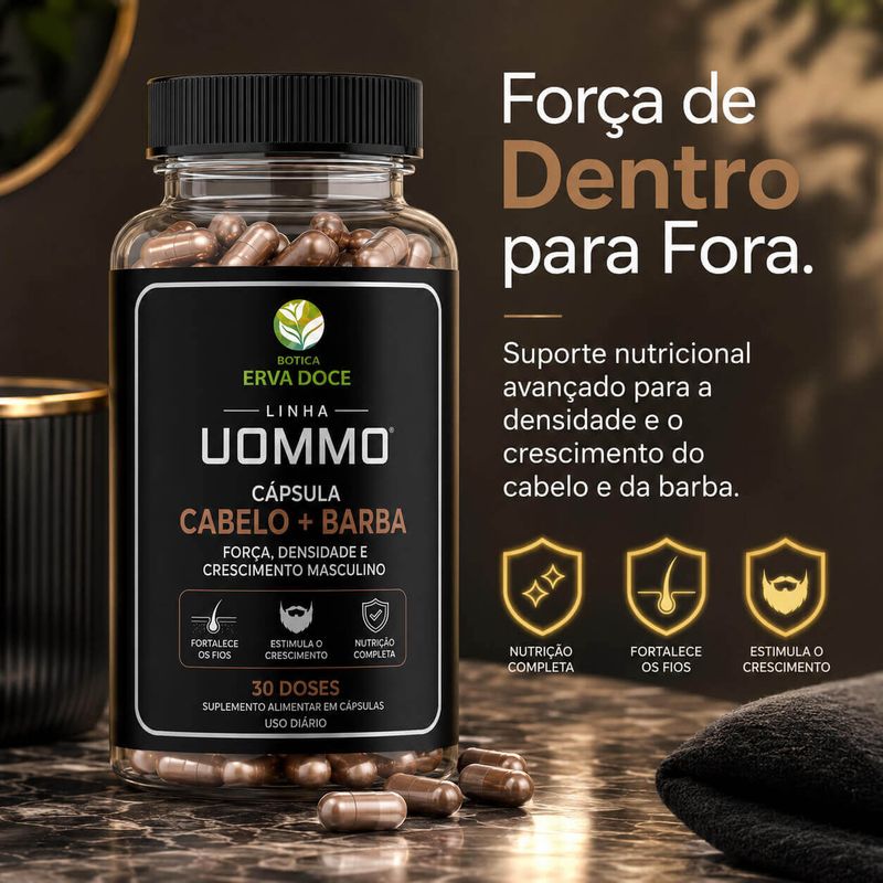 Suplemento Cabelo e Barba UOMMO  – 30 Doses