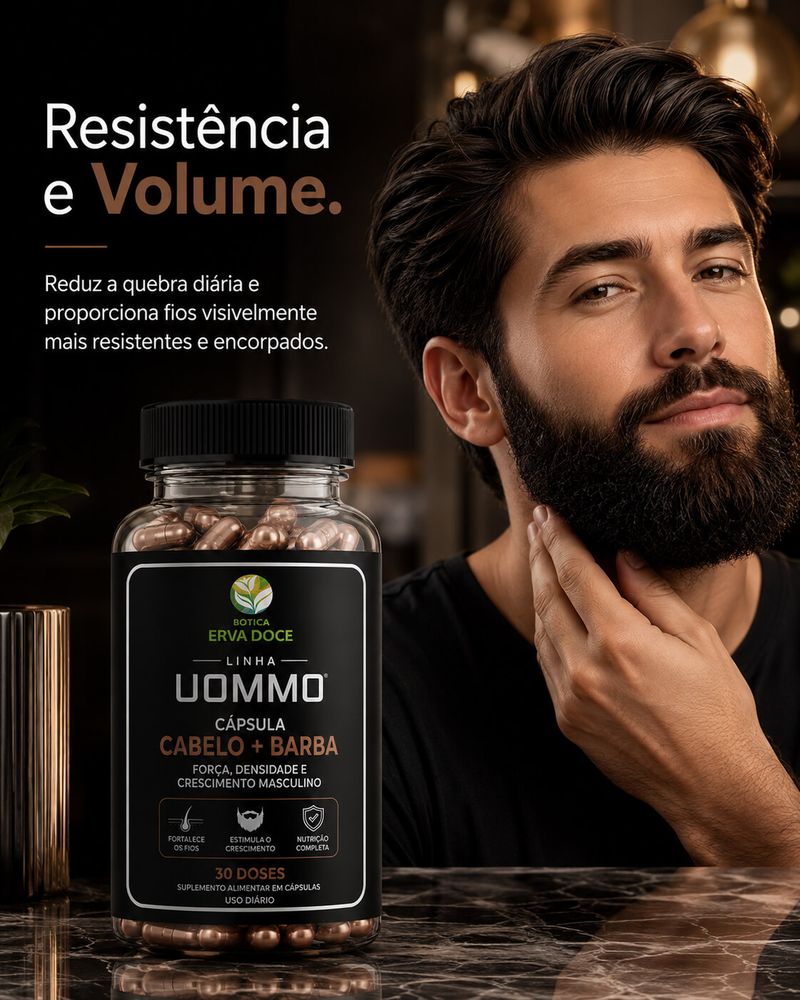Suplemento Cabelo e Barba UOMMO  – 30 Doses