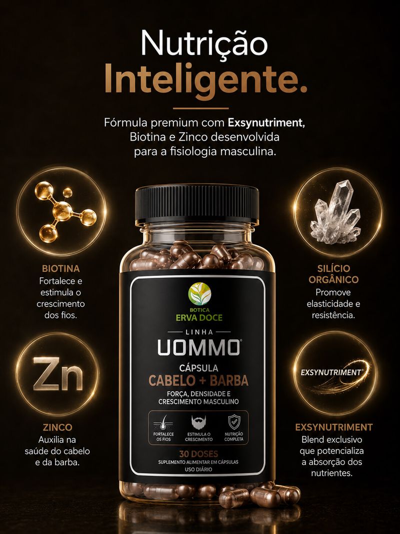 Suplemento Cabelo e Barba UOMMO  – 30 Doses