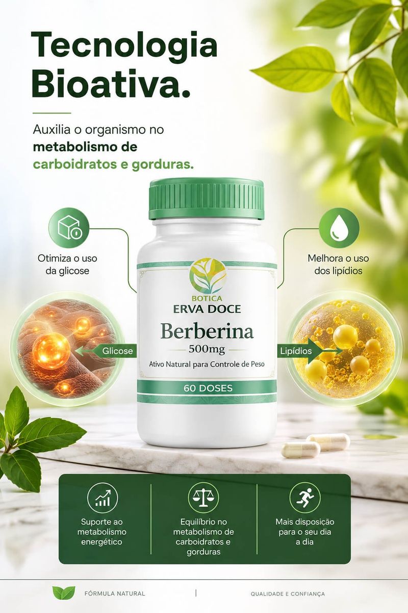 Berberina 500mg 60 cápsulas