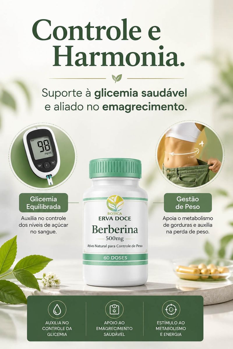Berberina 500mg 60 cápsulas