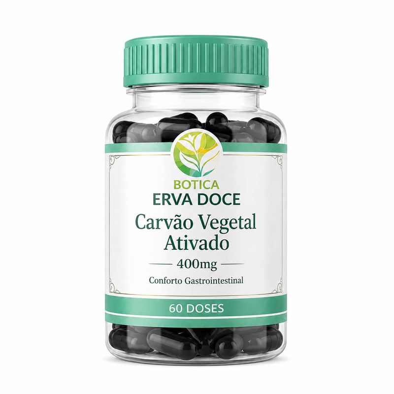 Carvão Vegetal Ativado 400mg 60 Doses  – Conforto Gastrointestinal