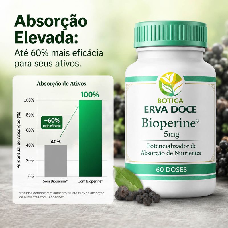 Bioperine 5mg - Potencializa Absorção de Nutrientes 60 Doses