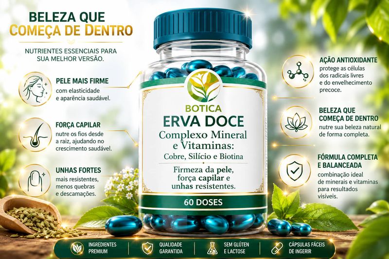 Complexo Mineral e Vitaminas: Cobre, Silício e Biotina 60 Doses