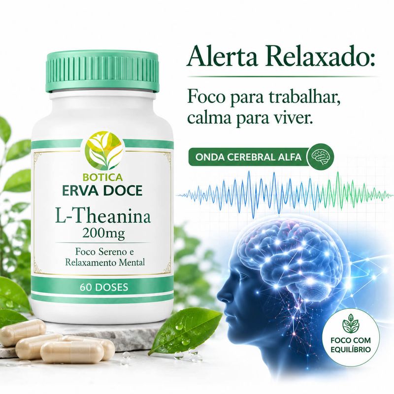L-Theanina 200mg: Foco Sereno e Relaxamento Mental 60 Doses