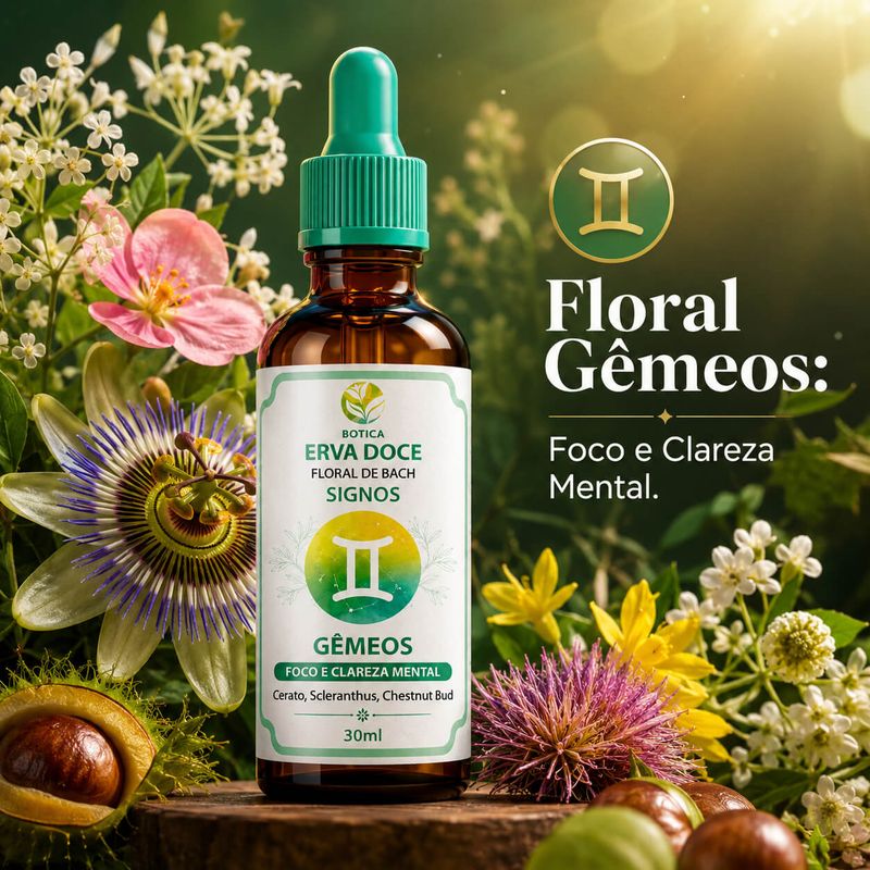 Floral de Bach Signos Gêmeos - Foco e Clareza Mental 30ml