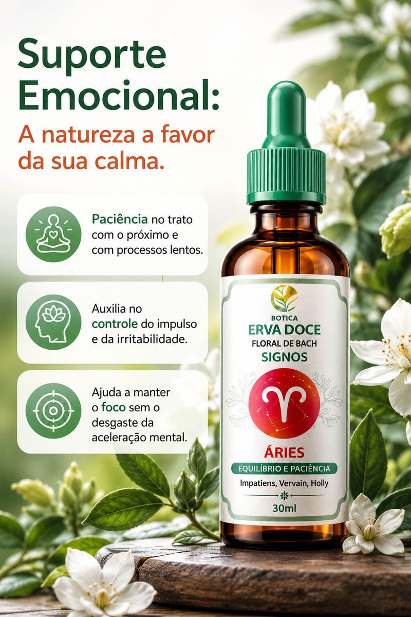 Floral de Bach Signos Áries -  Equilíbrio e Paciência 30ml