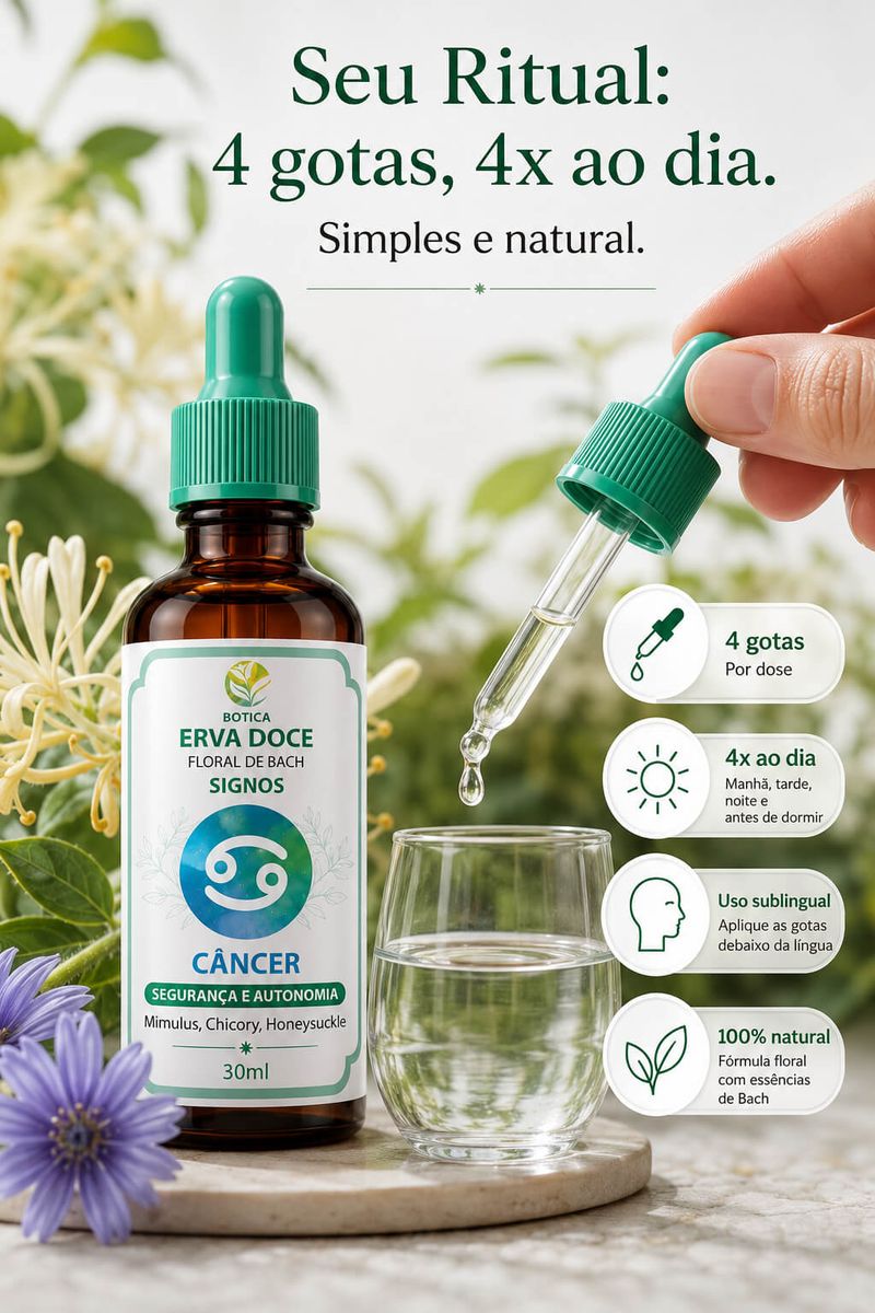 Floral de Bach Signos Câncer - Segurança e Autonomia 30 ml