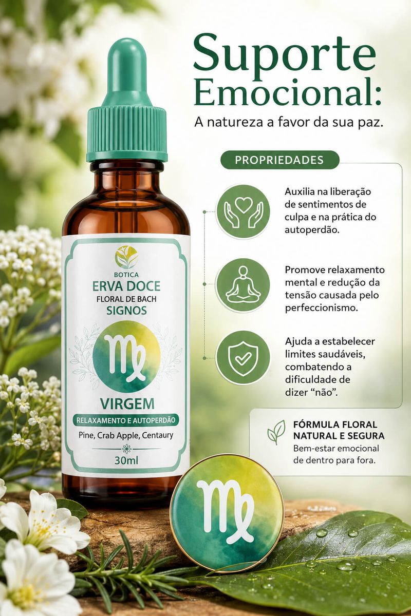 Floral de Bach Signos Virgem- Relaxamento e Autoperdão 30 ml