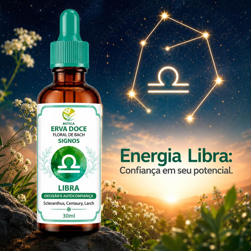 Floral de Bach Signos  Libra -  Decisão e Autoconfiança 30 ml