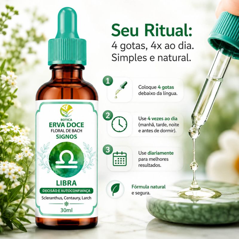 Floral de Bach Signos  Libra -  Decisão e Autoconfiança 30 ml