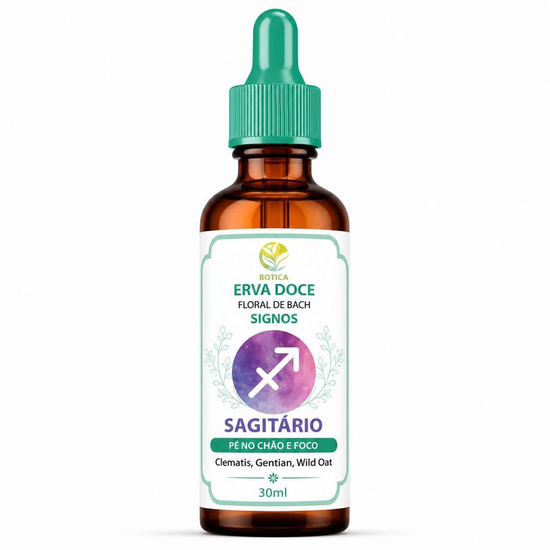 Floral de Bach Signos Sagitário - Pé no Chão e Foco 30 ml