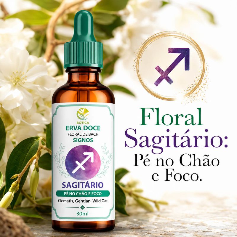 Floral de Bach Signos Sagitário - Pé no Chão e Foco 30 ml