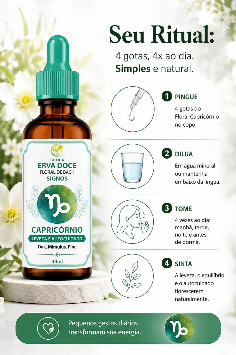 Floral de Bach Signos Capricórnio -  Leveza e Autocuidado 30 ml