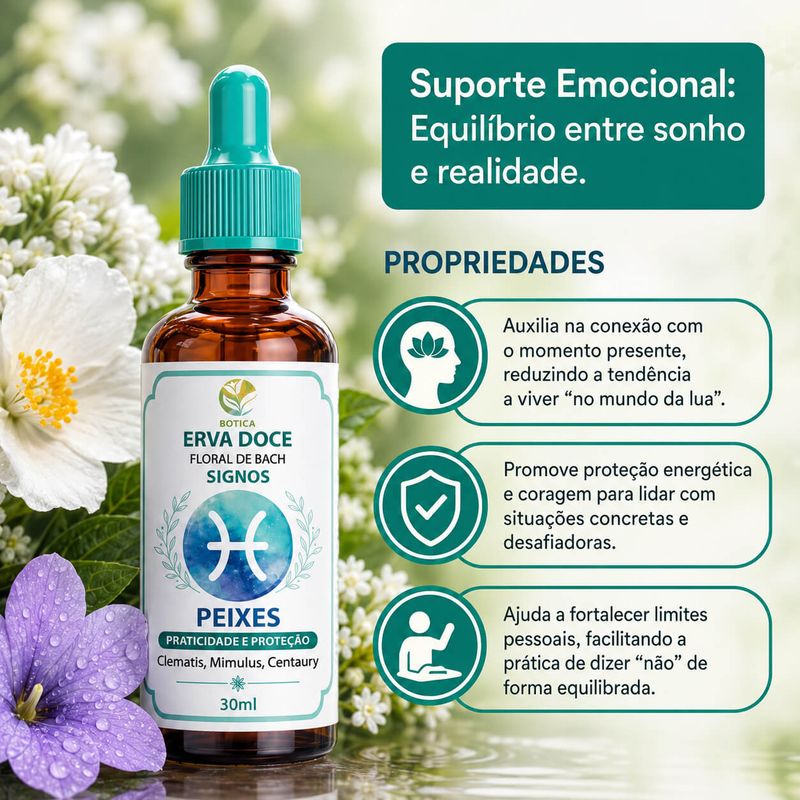 Floral de Bach Signos Peixes - Praticidade e Proteção 30 ml