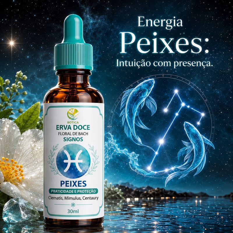 Floral de Bach Signos Peixes - Praticidade e Proteção 30 ml