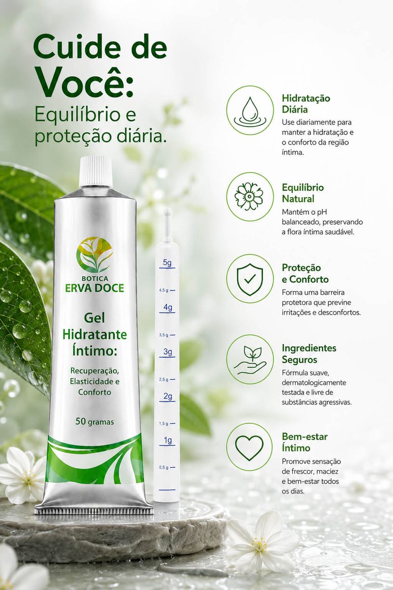 Gel Hidratante Intimo - Recuperação, Elasticidade e Conforto 50 gramas