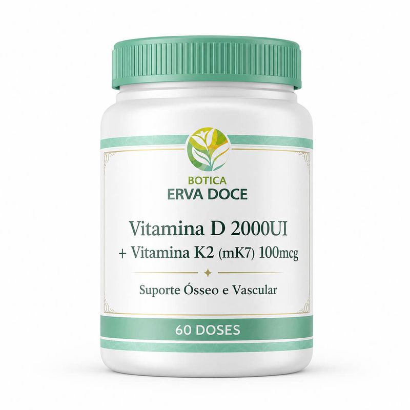 Vitamina D3 2000UI + K2 100mcg -  Suporte Ósseo  60 Doses