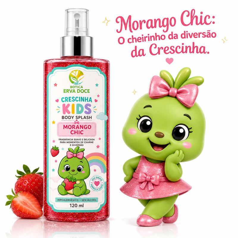 Body Splash Crescinha Morango Chic – Doçura E Encanto 120 ml