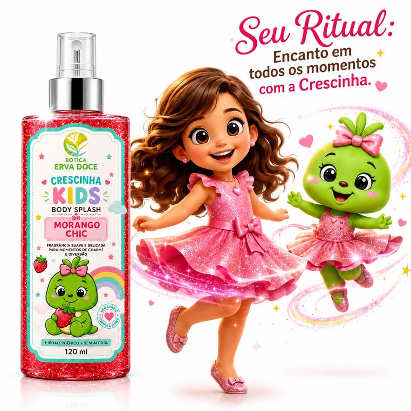 Body Splash Crescinha Morango Chic – Doçura E Encanto 120 ml