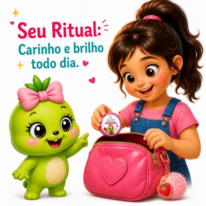 Lip Balm Crescinha: Beijinho de Morango - Proteção Kids 9,5g