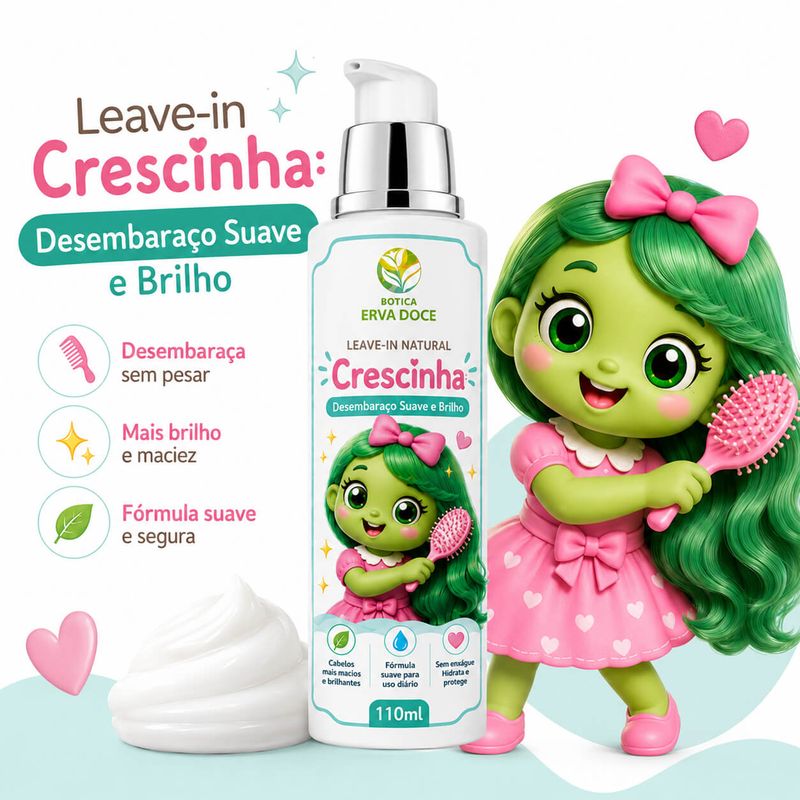 Leave-in Natural Crescinha: Desembaraço Suave e Brilho 50 gr