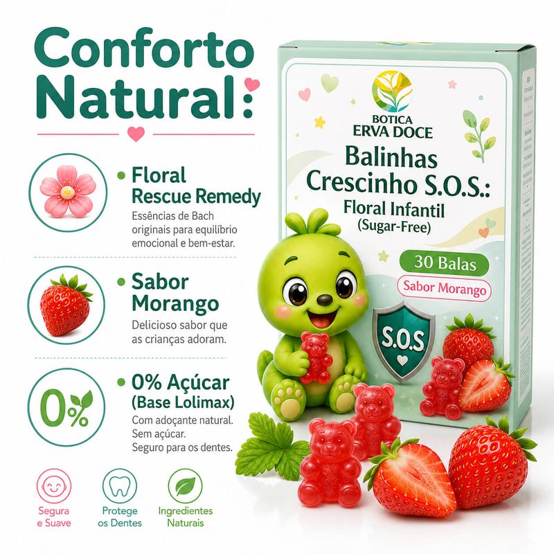 Balinhas Crescinho S.O.S.: Floral de Bach Rescue 30 unidades