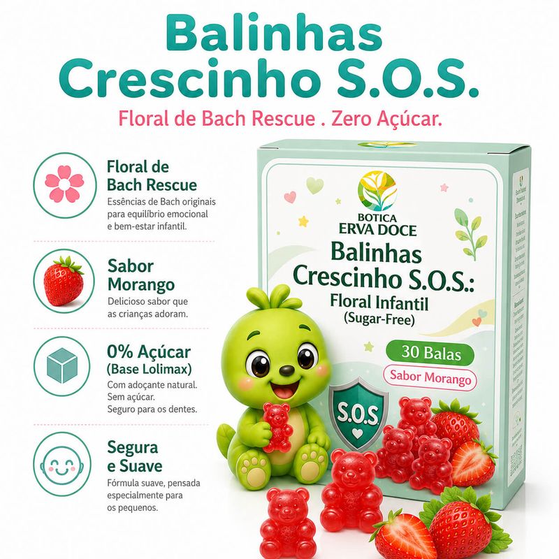 Balinhas Crescinho S.O.S.: Floral de Bach Rescue 30 unidades