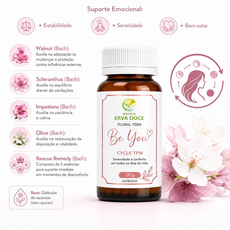 Linha Floral de Bach  Teen Be You - Floral Cycle TPM 30 gr
