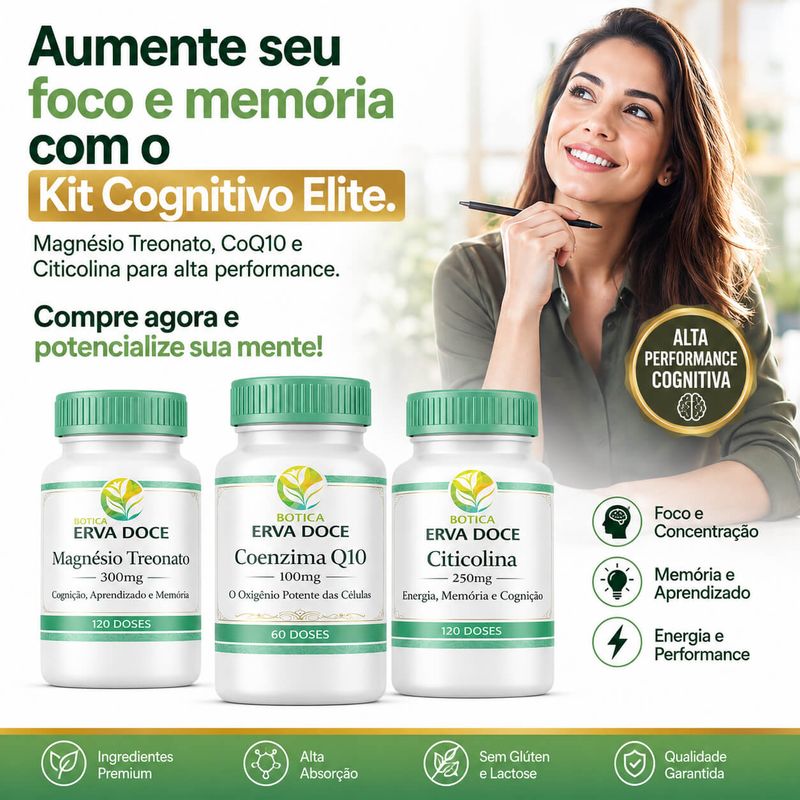 Kit Performance -  Magnésio, CoQ10 e Citicolina 60 Dias