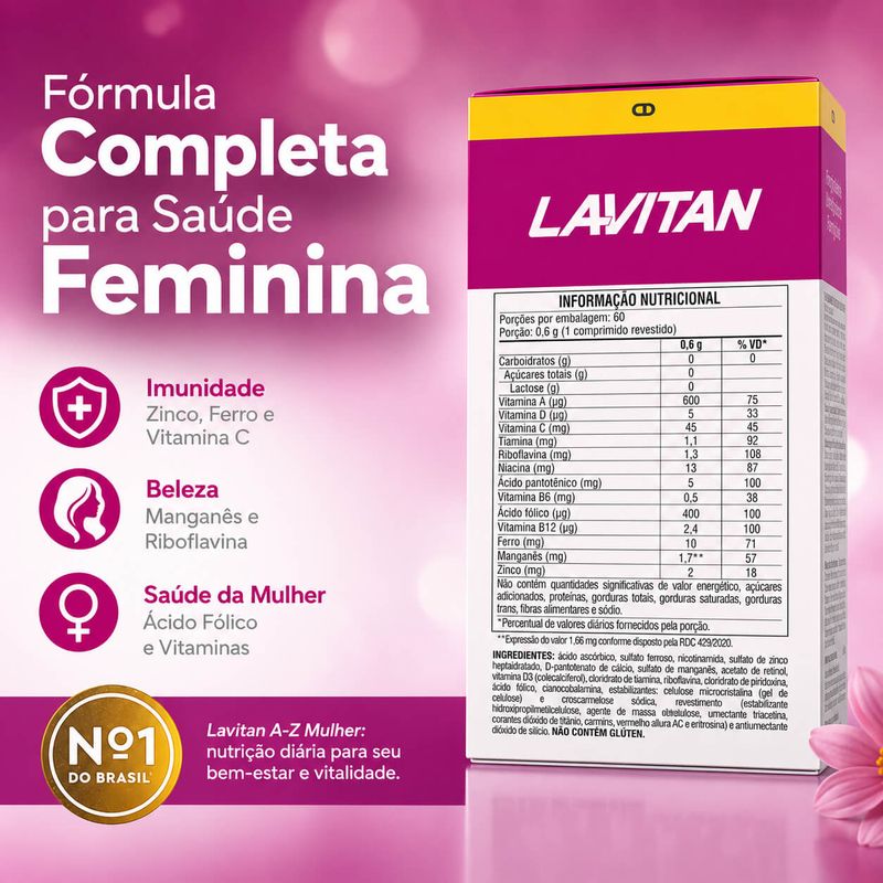 Lavitan A-Z Mulher Multivitamínico 60 Comprimidos - Cimed