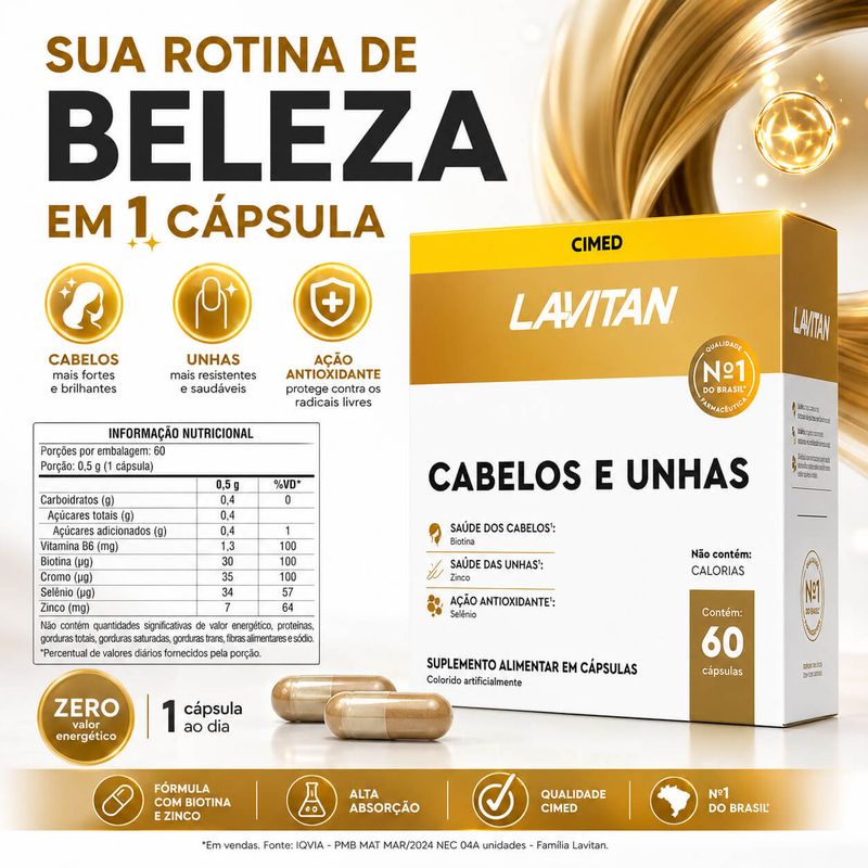Lavitan Cabelos e Unhas 60 Cápsulas - Cimed